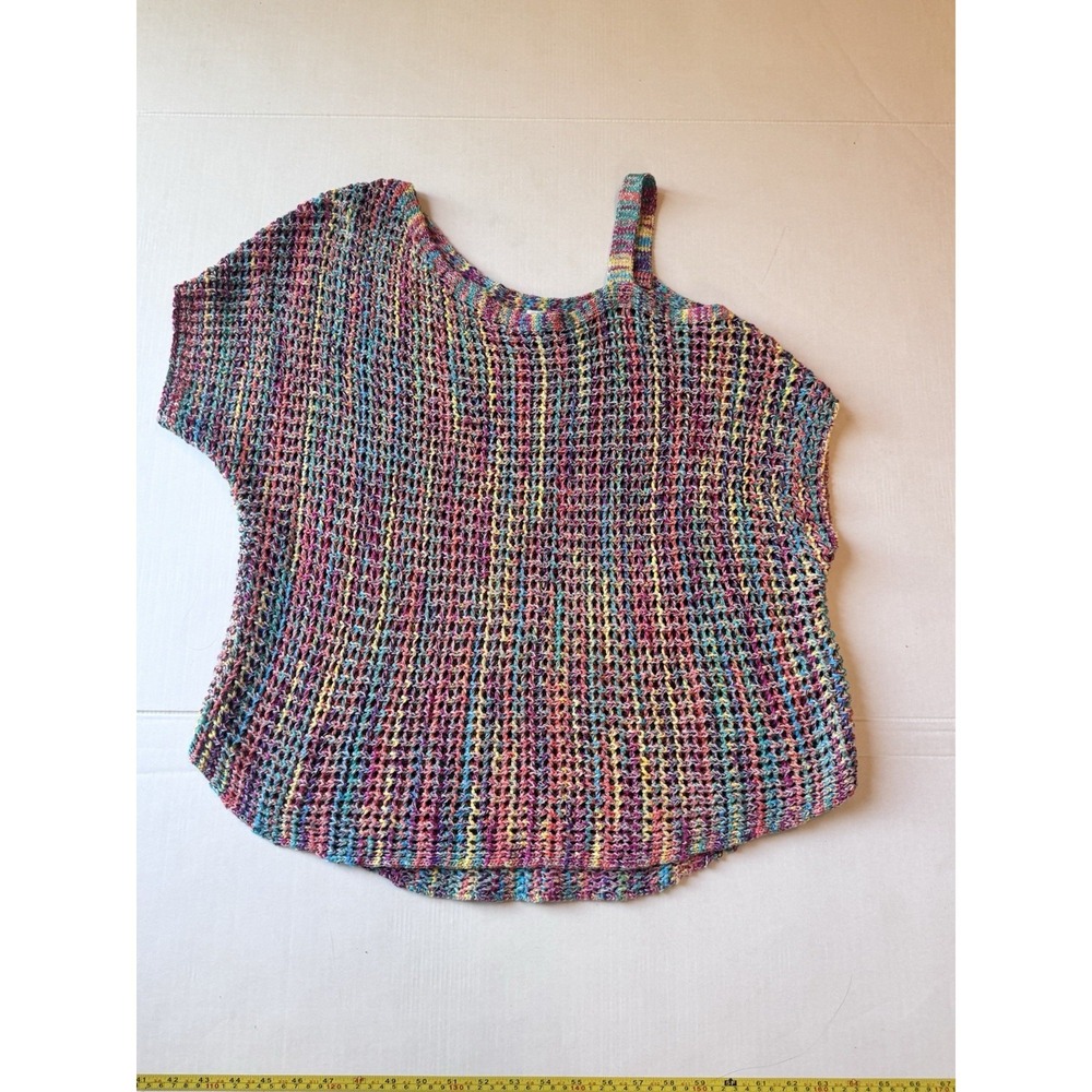 Cato Est 1948 Multicolor Retro Y2K Knit One Shoulder Sweater Top Size Large